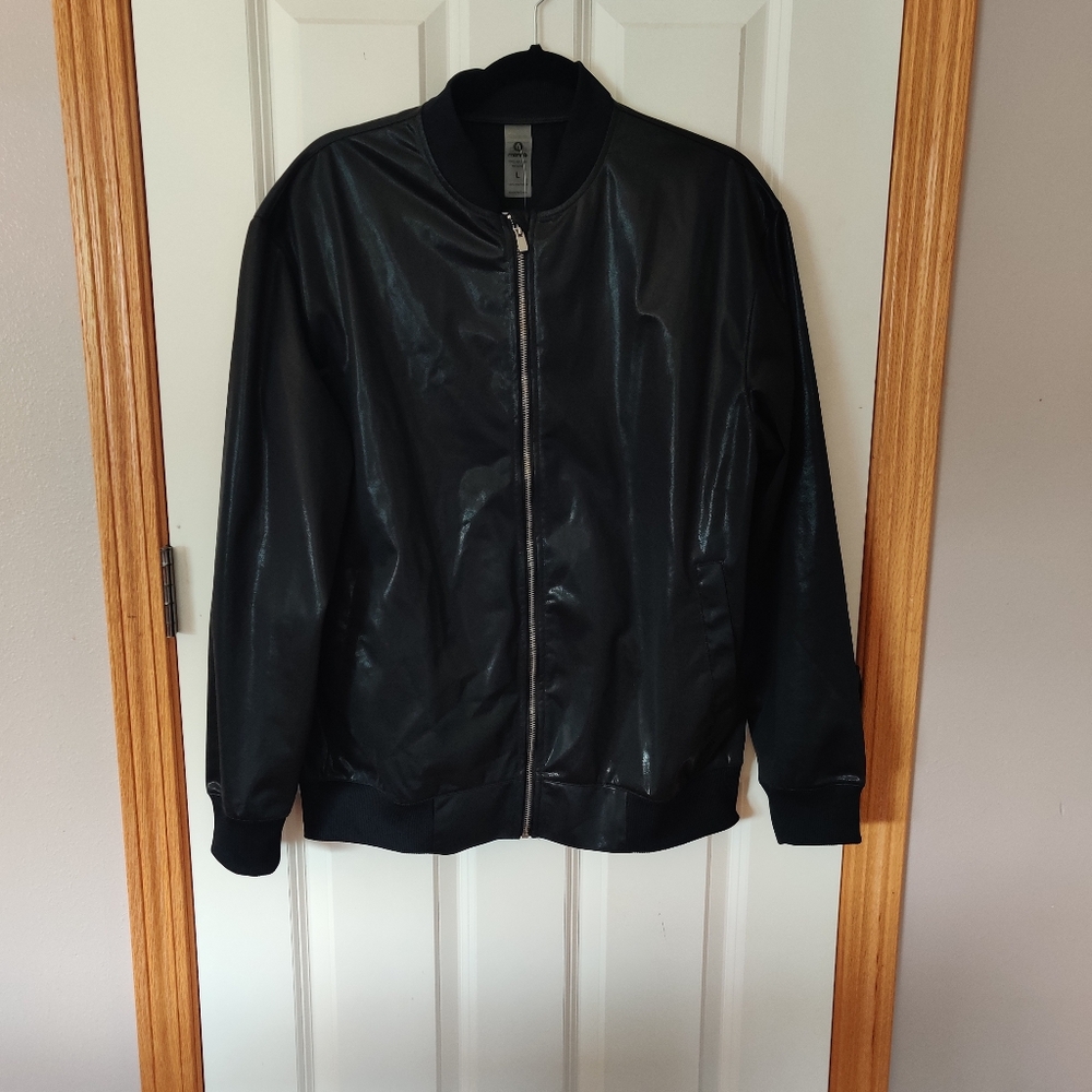 Mono B Black Faux Leather Bomber Jacket